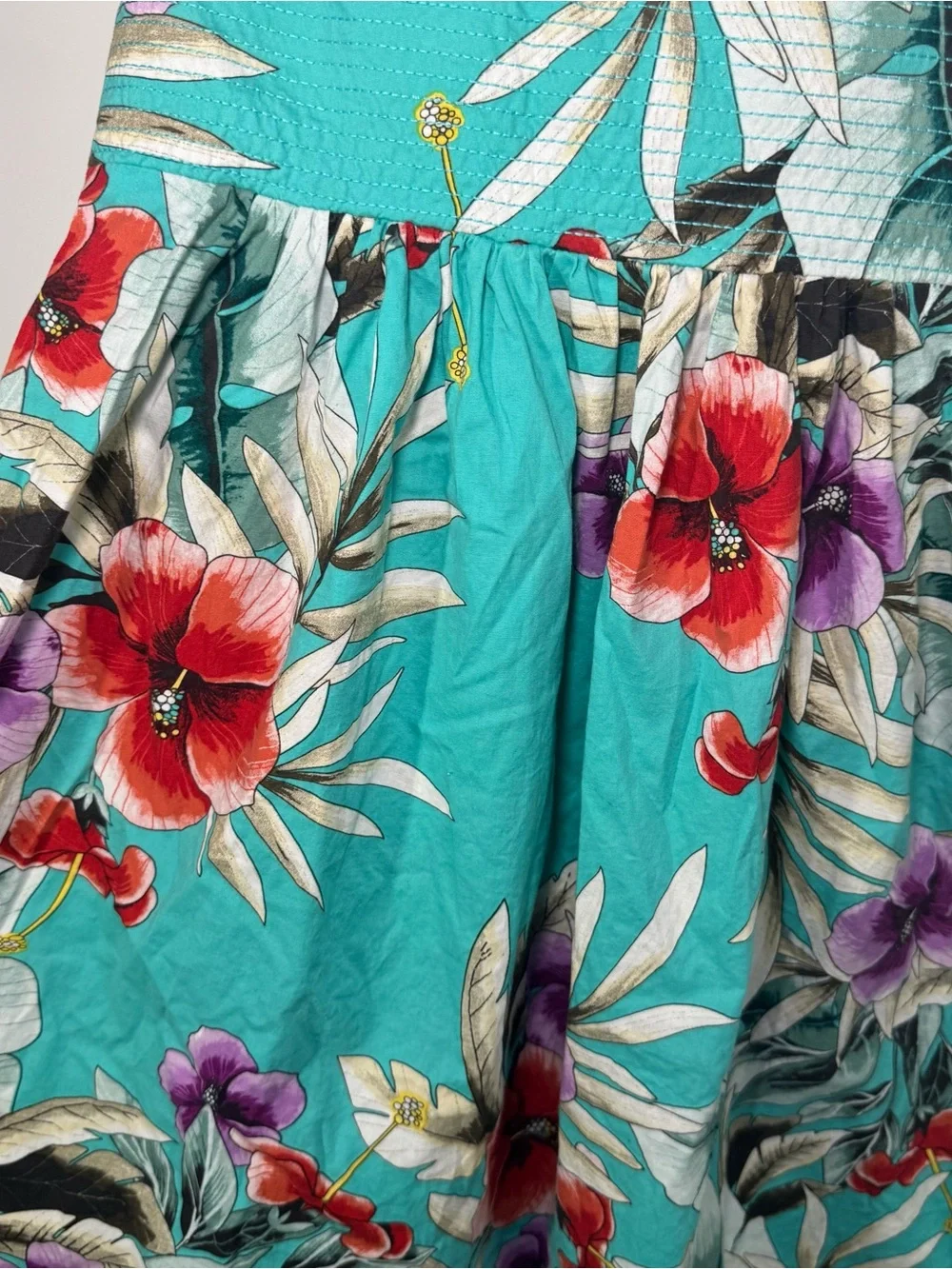 Roz & Ali Teal Strapless Floral Sundress size 6 women’s